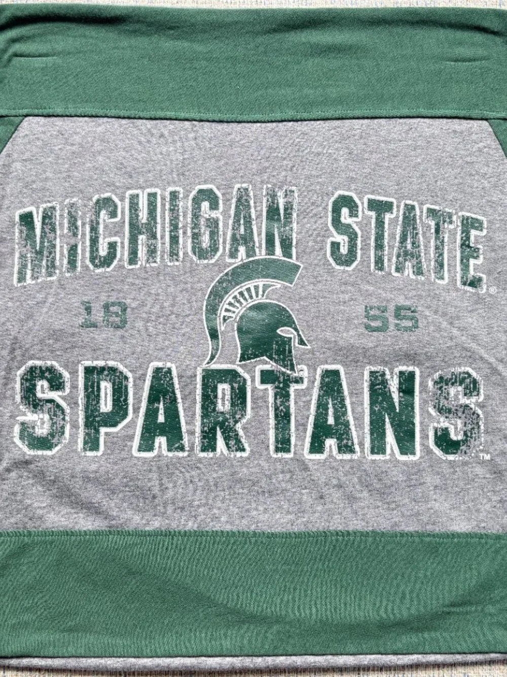 Michigan State University Spartans reworked t-shirt throw pillow cover only